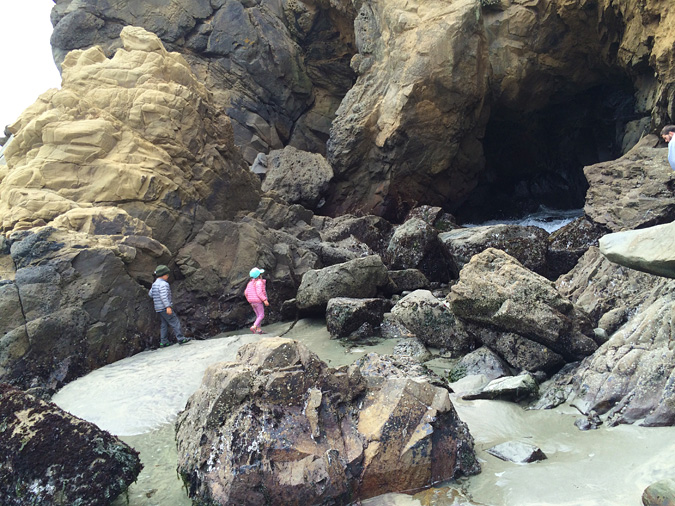 Exploring rock formations and sea caves at Pfeiffer Beach