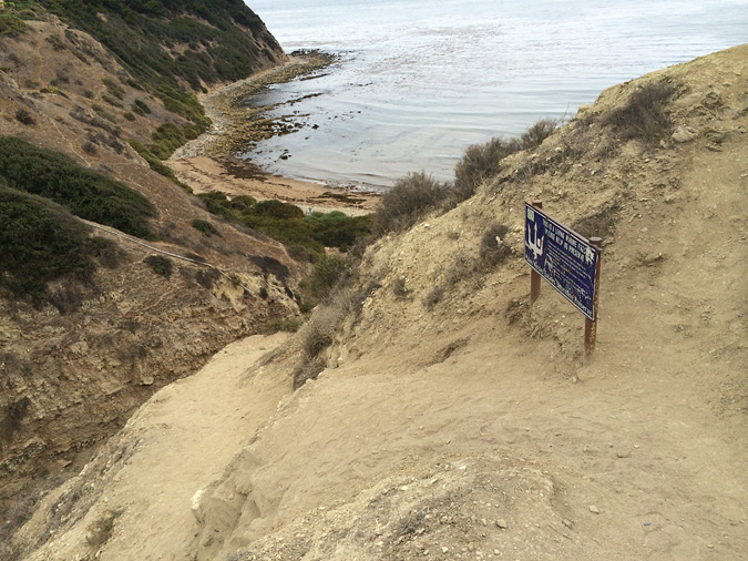 You'll know you're on the right path down the Palos Verdes Cove cliffs if you see this sign.